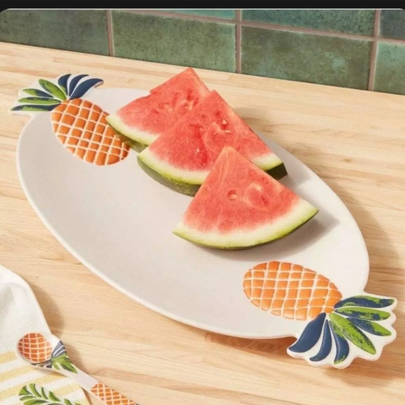 New Opalhouse Pineapple Icon Design Melamine/Bamboo Serving Platter 21" X 10" - Picture 1 of 5